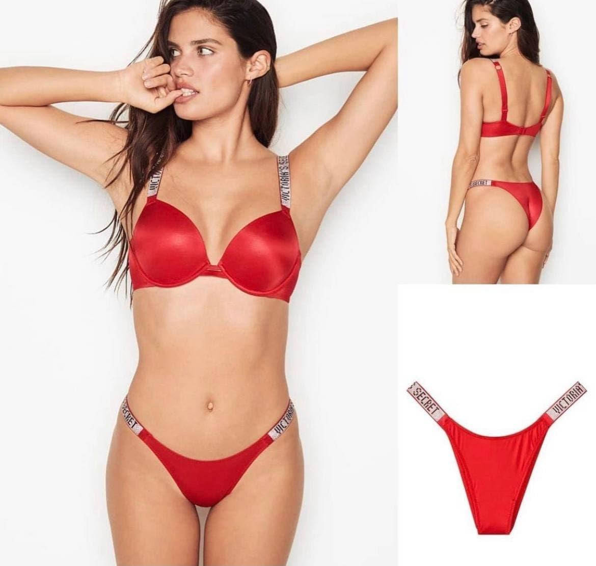 

Красный комплект женского нижнего белья Victoria`s Secret Виктория Сикрет