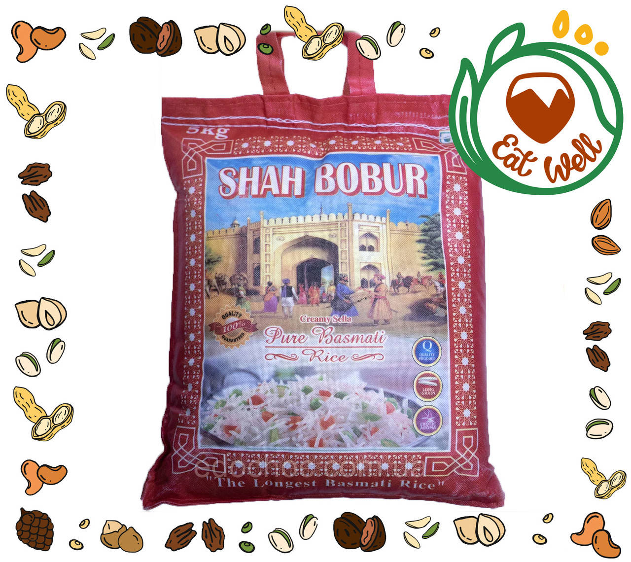 

Рис Басмати Кремовый SHAH BOBUR, пропаренный, 5 кг
