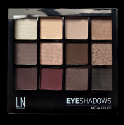 

Палетка теней для век LN Professional Mega Color Eyeshadows 12 цветов матовые и шиммерные № 1 Тёплый бежевый