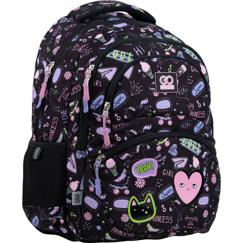 

Рюкзак школьный GoPack Education Cool princess/One like GO22-175M-5, Черный