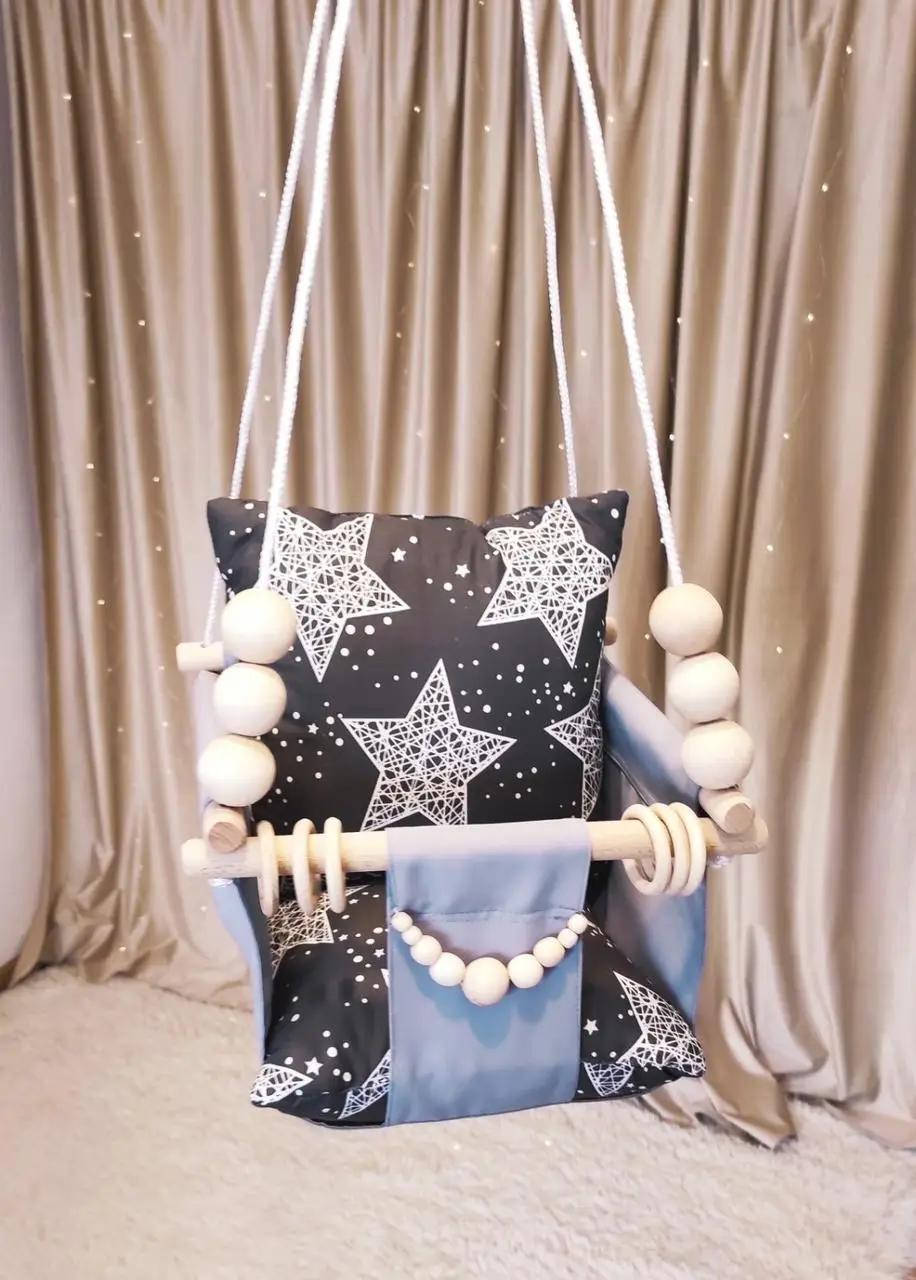 

Детская подвесная качеля "Лунная сказка "Деревянные бусины в комплекте!, Разные цвета