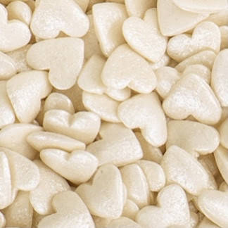 

Стик-пакет посипка перламутровые сердечки белые, (4 г)