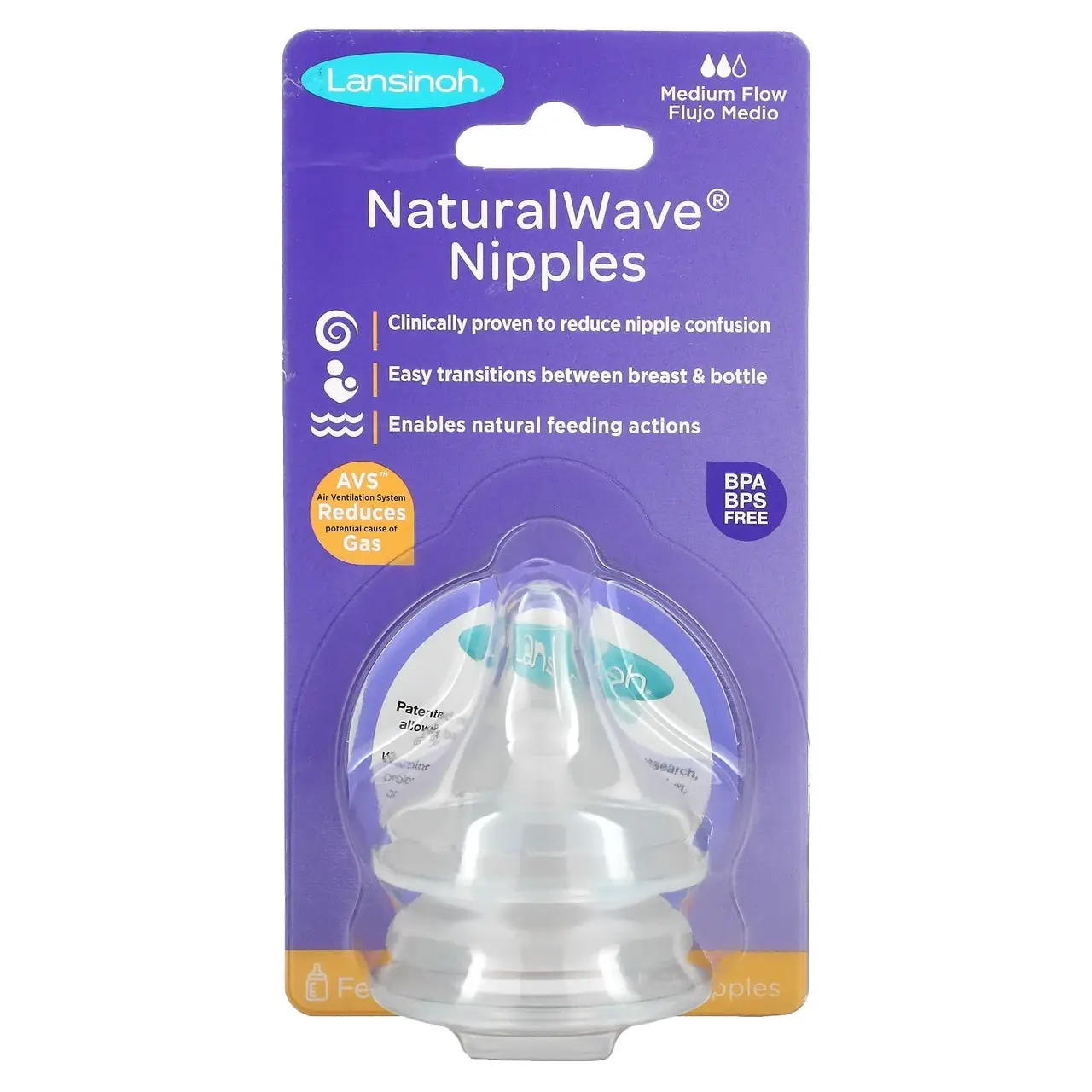 

Lansinoh, mOmma, Соски NaturalWave, 2 соски со средним потоком