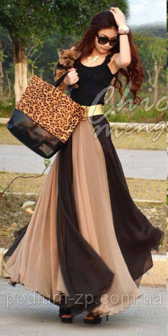 

Юбка длинная шифоновая двухцветная, Коричневый