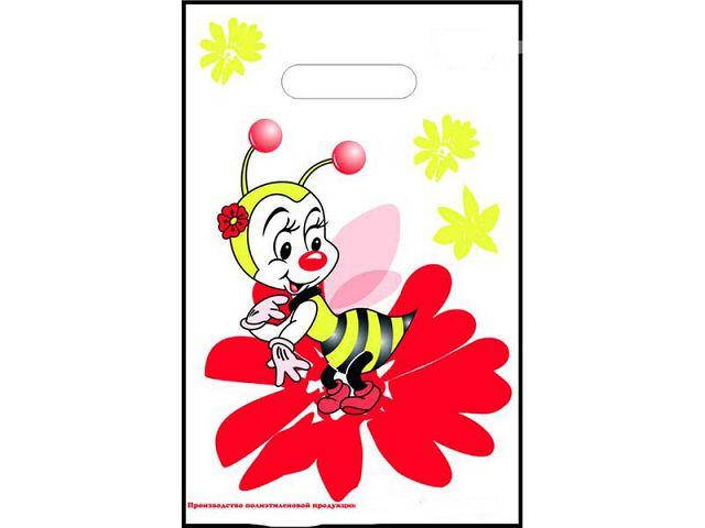 

Пакет с прорезной ручкой тип банан(20*30) "Пчелка " ХВГ (100 шт)Полиэтиленовые пакеты сумки кульки