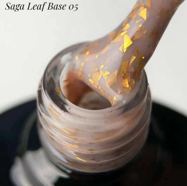 

База для ногтей камуфлирующая с хлопьями потали Saga Leaf Base №05 8мл, Голубой