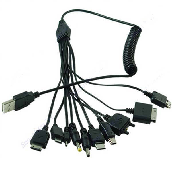 

Универсальная зарядка 10 в 1 usb зарядка 80 см, Черный