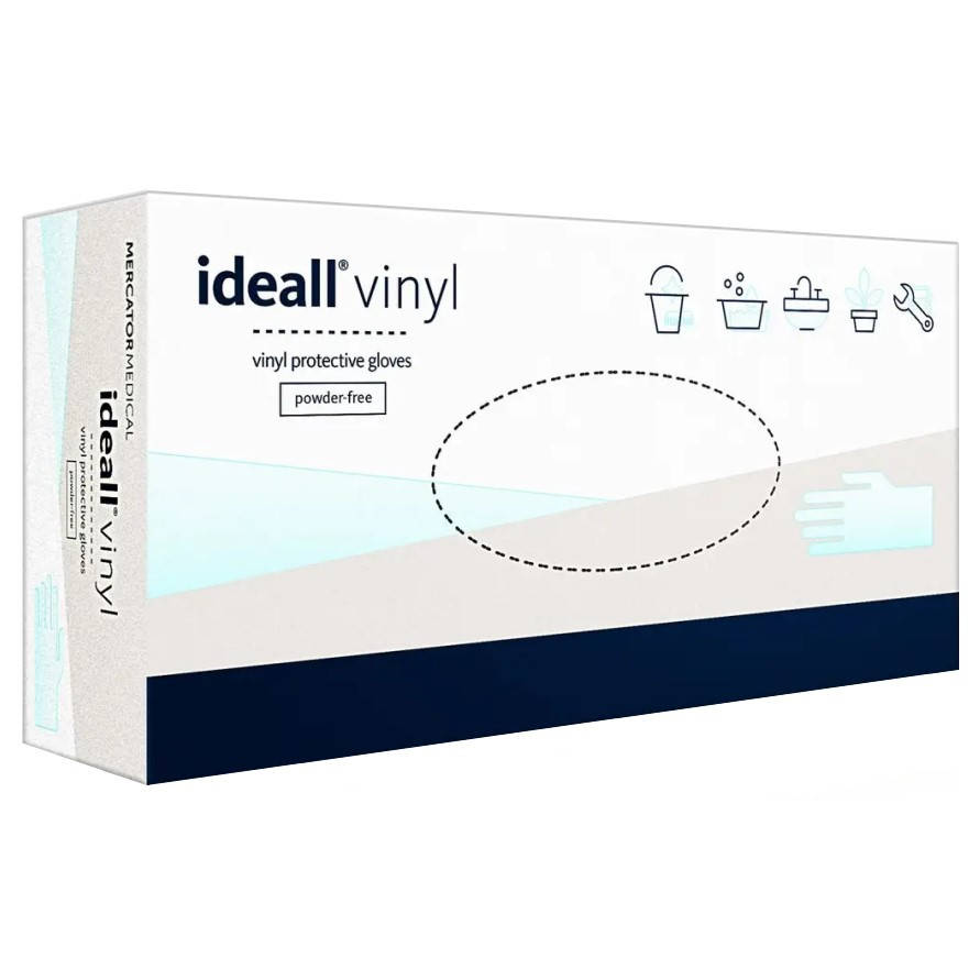 

Виниловые перчатки Mercator Ideall Vinyl размер  прозрачные (50 пар, Прозрачный
