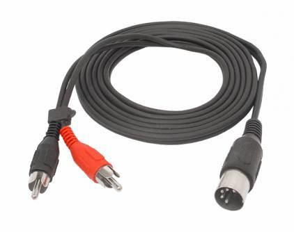 

Кабель 5 pin DIN на штекер RCA(тюльпан) стерео длина 1.2 метра LX8043