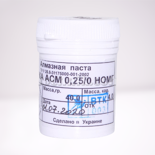 

Паста алмазная для металла АСМ (АСМ-В) 0,25/0 НОМГ 40 г