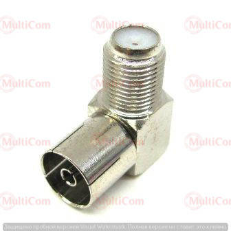 

01-09-174. Переходник гнездо TV - гнездо F угловой, металл