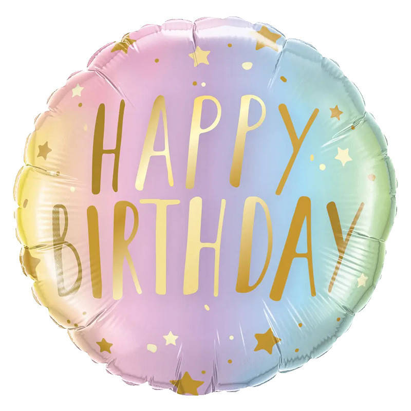 

Фольгированный шар круг Happy Birthday со звездами 18" Китай