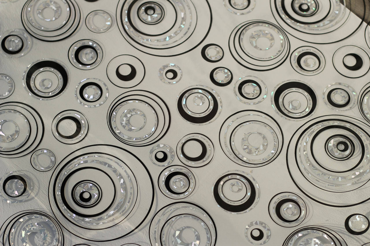 

Прозрачное Мягкое стекло с лазерным рисунком серебристых кругов, ширина 60 см, Серебристый