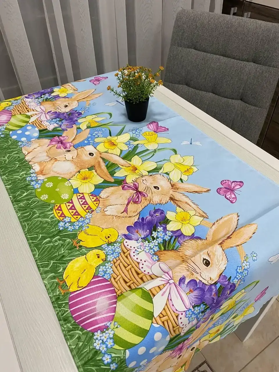 

Пасхальная праздничная дорожка на стол раннер "пасхальный кролик" салфетка сервировочная наперон 100% натуралк