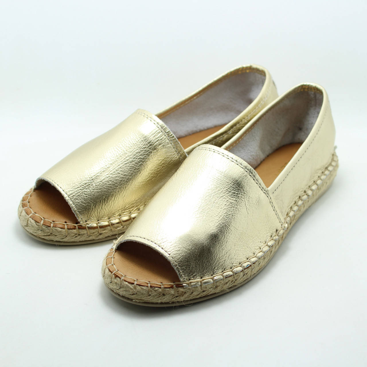 

Женские кожаные эспадрильи c открытым носком Venezia золото