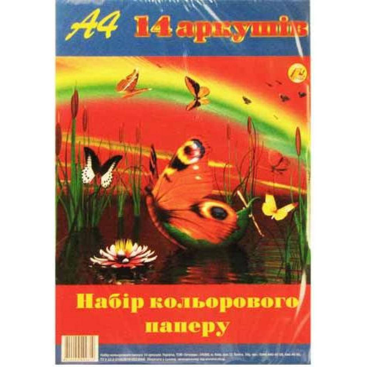 

Бумага цветная А4 14 листов Тетрада