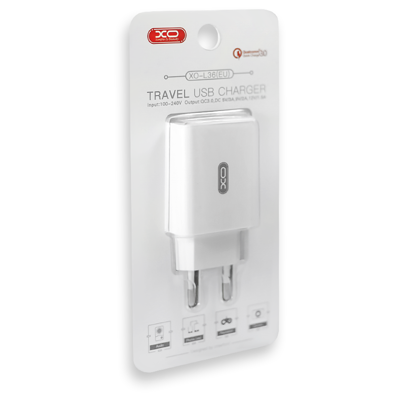 

СЗУ XO QC 3.0 L36 18W/1USB White, Белый