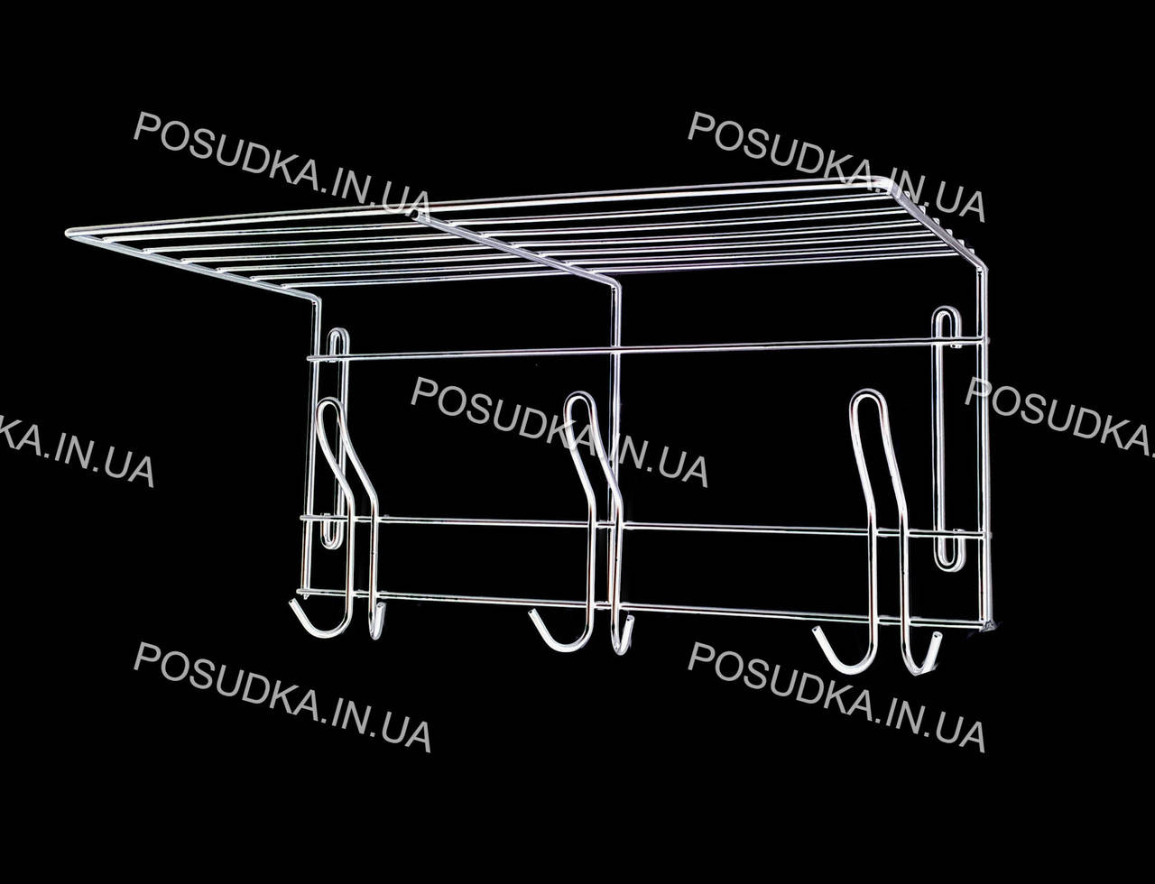 

Полка навесная с крючками в ванную белая 3 крючка