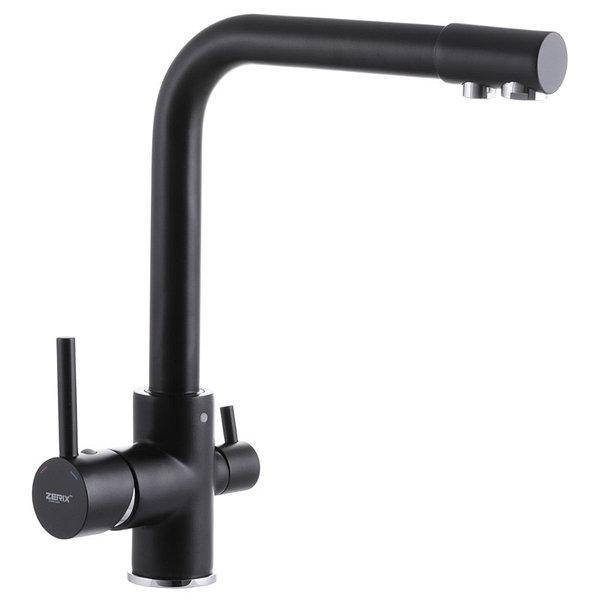 

Змішувач для кухні з підключенням до фільтру Zerix LR4055B-3 (Чорний матовий), Черный
