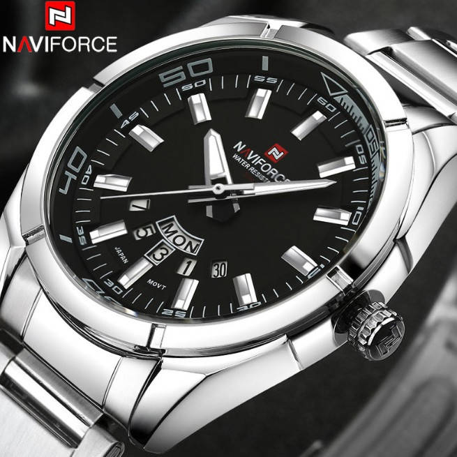 

Классические мужские часы Naviforce 9038 Silver, Гарантия. Класичний годинник