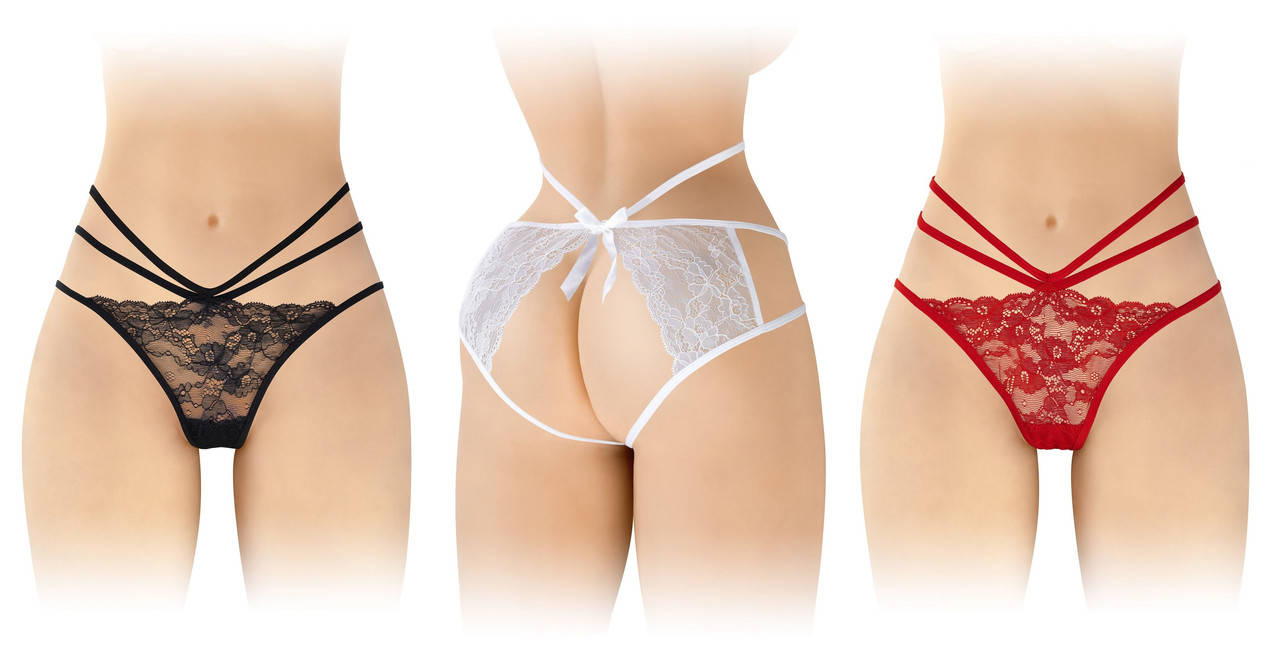 

Эротические стринги с открытой попкой Nadia Fashion Secret Black/White/Red