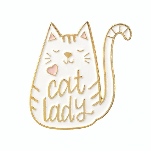 

"Кошка белая Леди кошка Cat lady" значок (пин) металлический