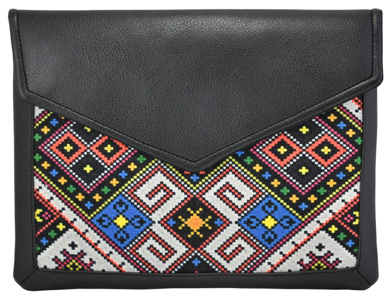 

Женский клатч конверт вышиванка черный