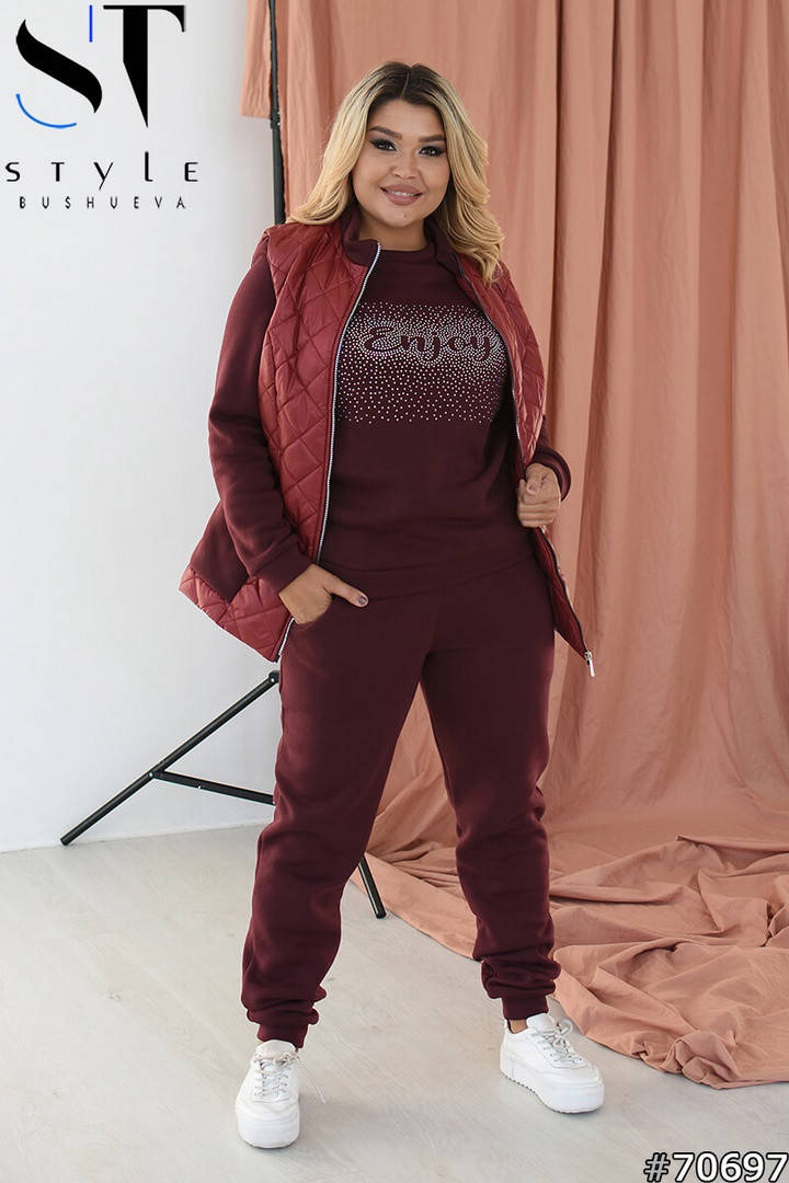 

КОСТЮМ ЖЕНСКИЙ ТРОЙКА БОЛЬШОГО РАЗМЕРА КОСТЮМ ИЗ ЖИЛЕТА КОФТЫ И ШТАНОВ