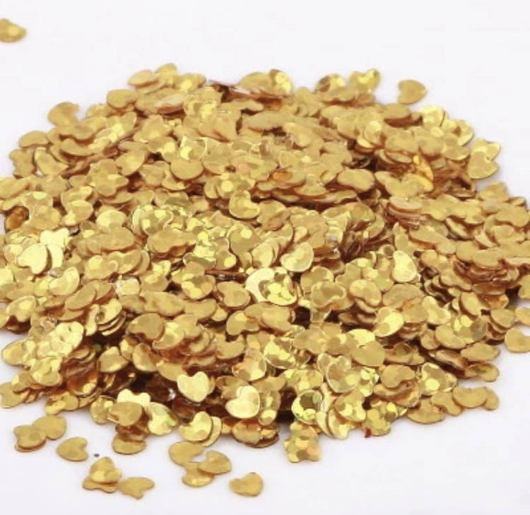 

Пайетки сердечки, 3 мм, золото, Золотистый