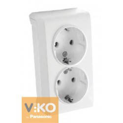 

Двойная розетка с заземлением Viko Vera (белый и крем)