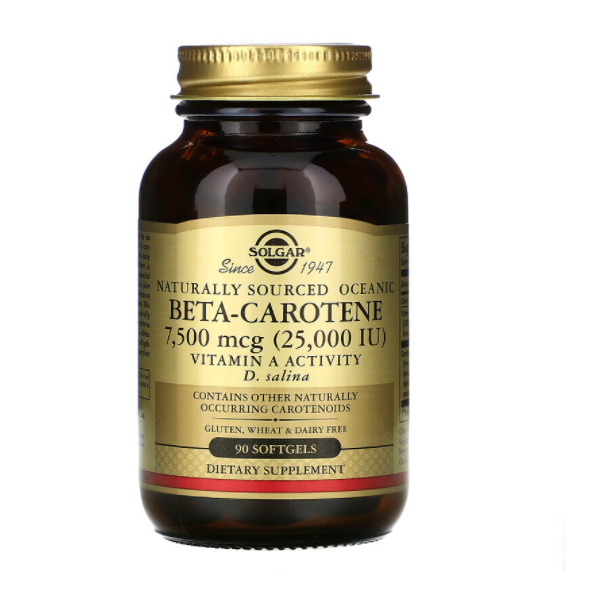 

Бета каротин океанический, Beta-Carotene, Solgar, 25,000 МЕ, 90 капсул (SOL-02031)