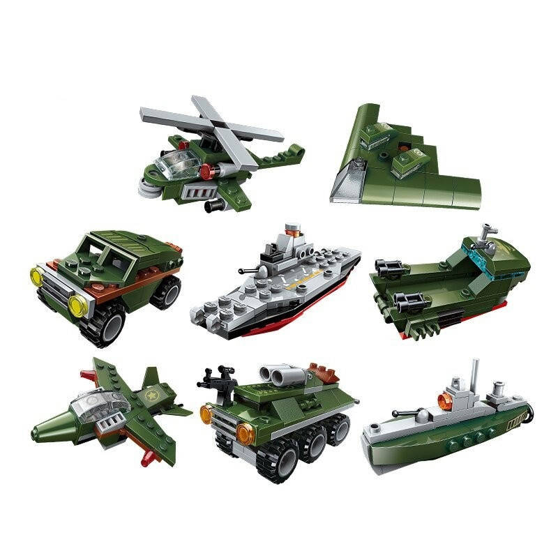 

Конструктор Военная техника Qman арт. 1803 детский пластиковый от 38 деталей 8 видов для детей, Разные цвета