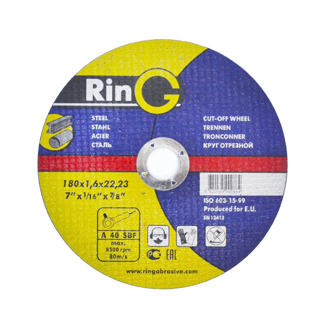 

Круг отрезной по металлу Ring 180x1,6x22,23 для ручных шлифмашин