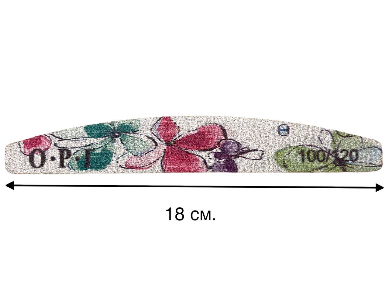 

Пилочка OPI двухсторонняя, цветная (лодочка, дуга) 100/120 грит.