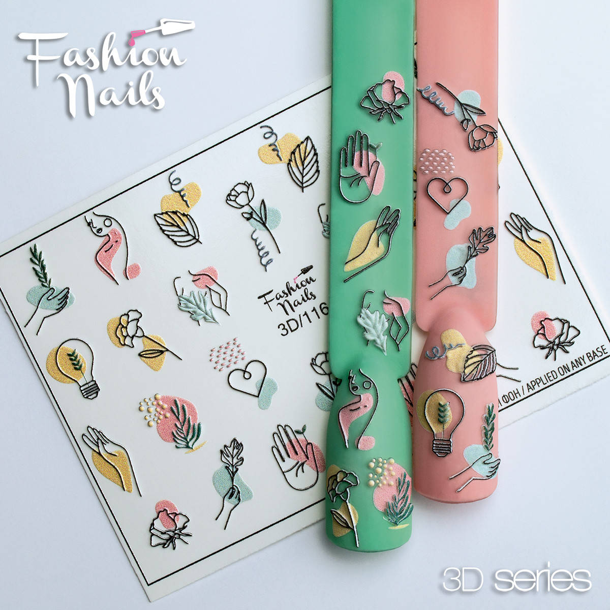 

Декор для ногтей Fashion Nails водные наклейки 3D слайдер-дизайн цветы (3D/116), Розовый