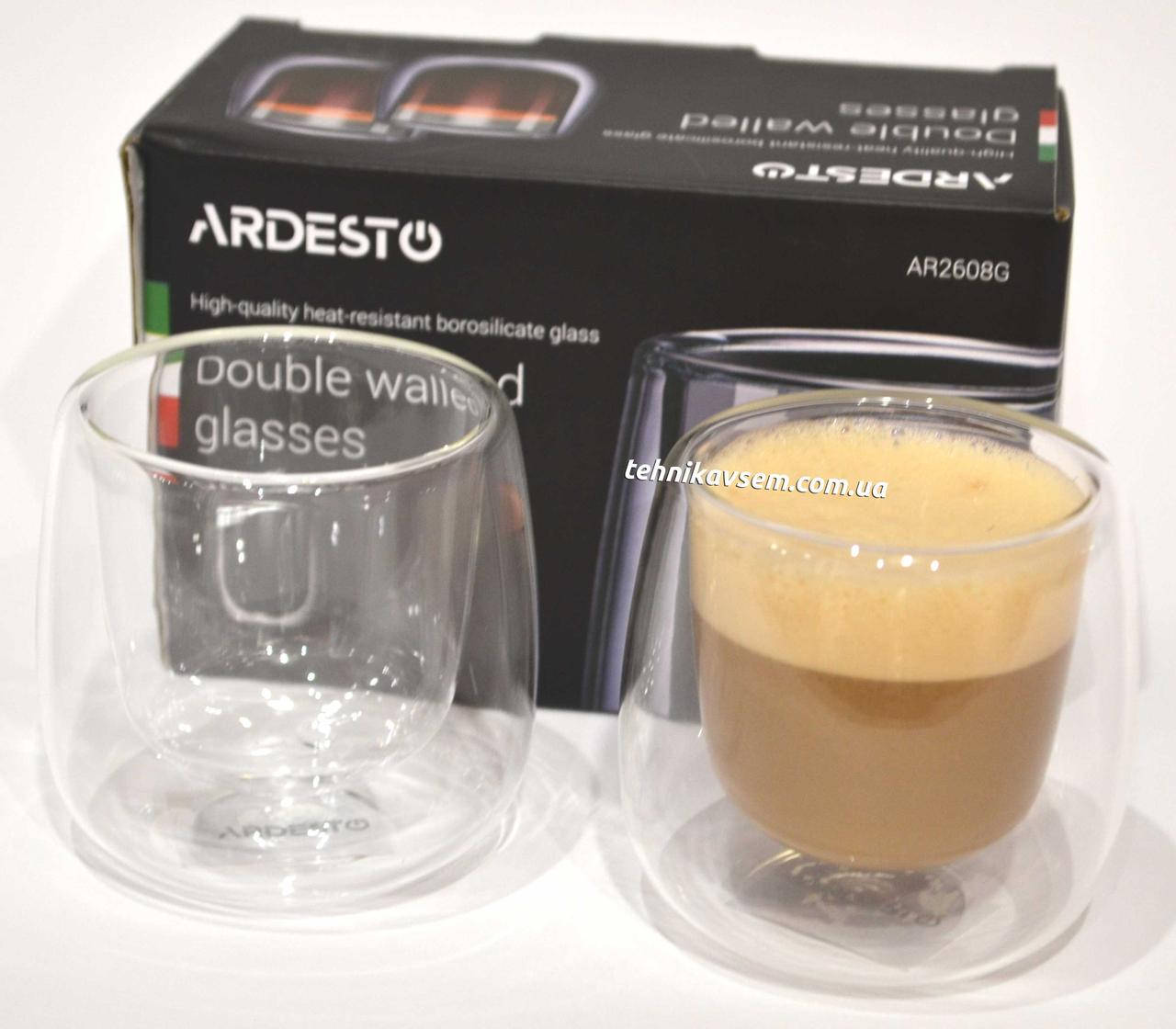 

Чашки стеклянные с двойными стенками 80 Мл 2шт ARDESTO (AR2608G)