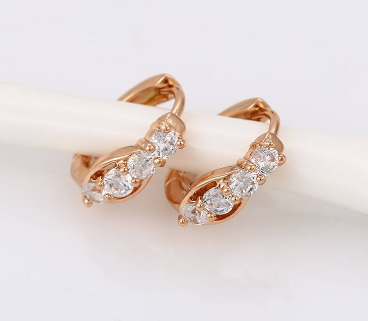 

Серьги, Кольца четыре цирконии, медсталь Xuping, 14К