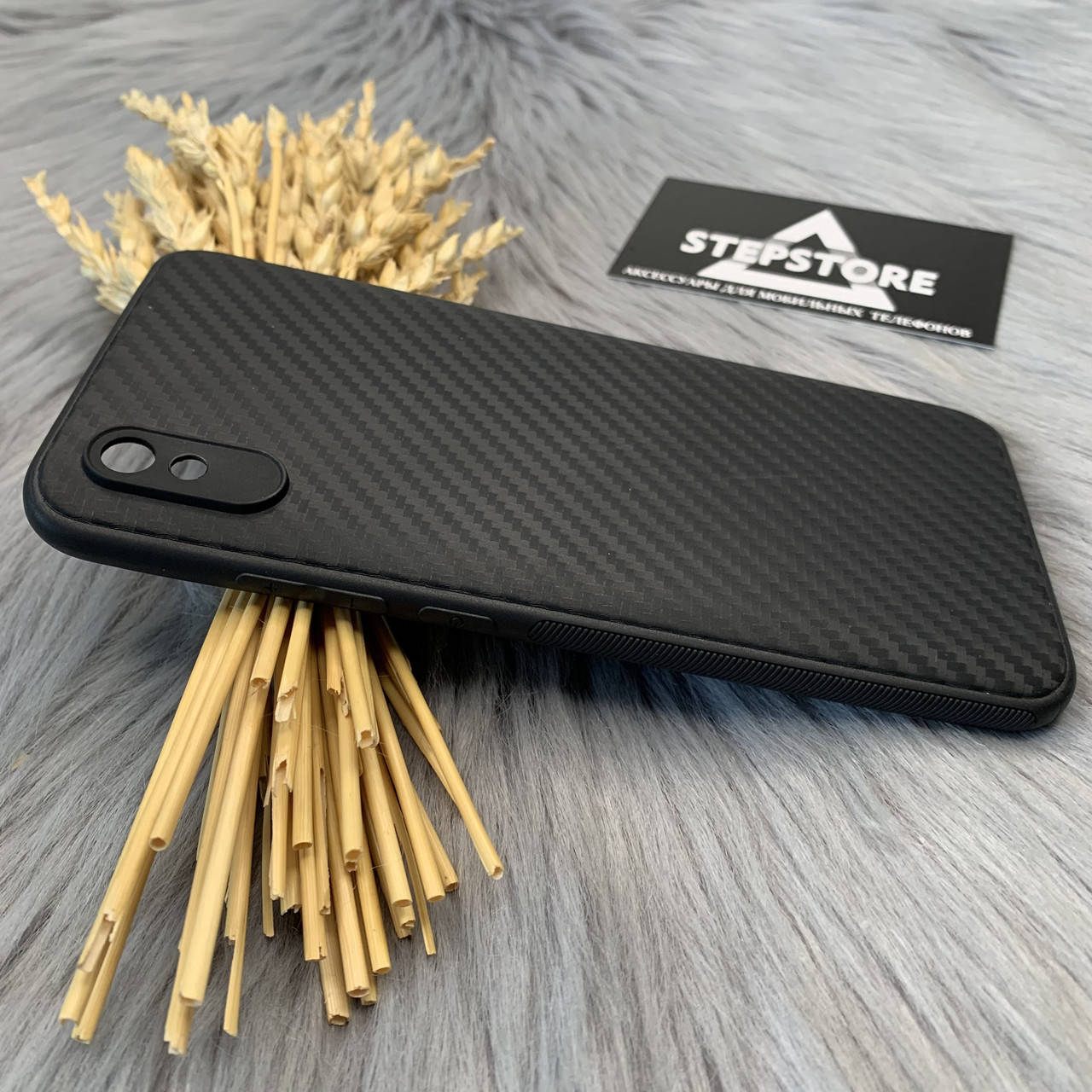 

Чехол карбоновый Carbon для Xiaomi Redmi 9a силиконовый тонкий износостойкий черный закрытая камера