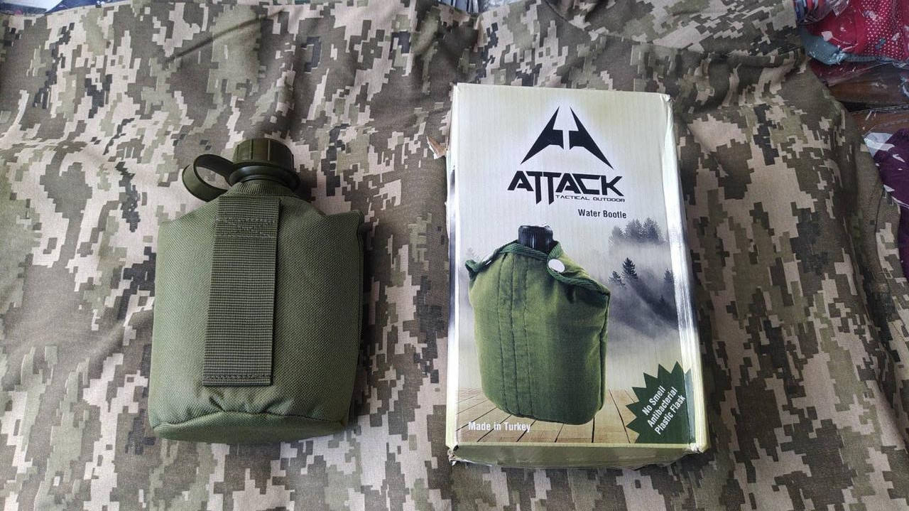 

Фляга военная армейская тактическая для воды с подсумком для ВСУ, Фляги металлические в чехле олива для ЗСУ ак, Оливковый
