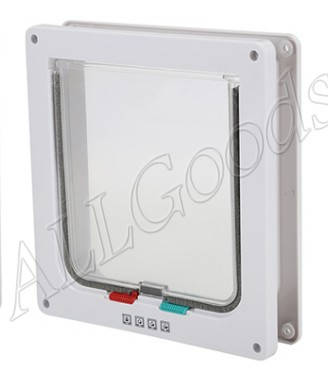 

Дверь двусторонняя для котов и мелких собак Белая. размер L (25х23,5х5,5см)