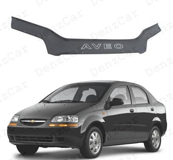

Дефлектор капота Chevrolet Aveo I, II (Т 200) 2003-2008 \Мухобойка Шевроле Авео Т 200