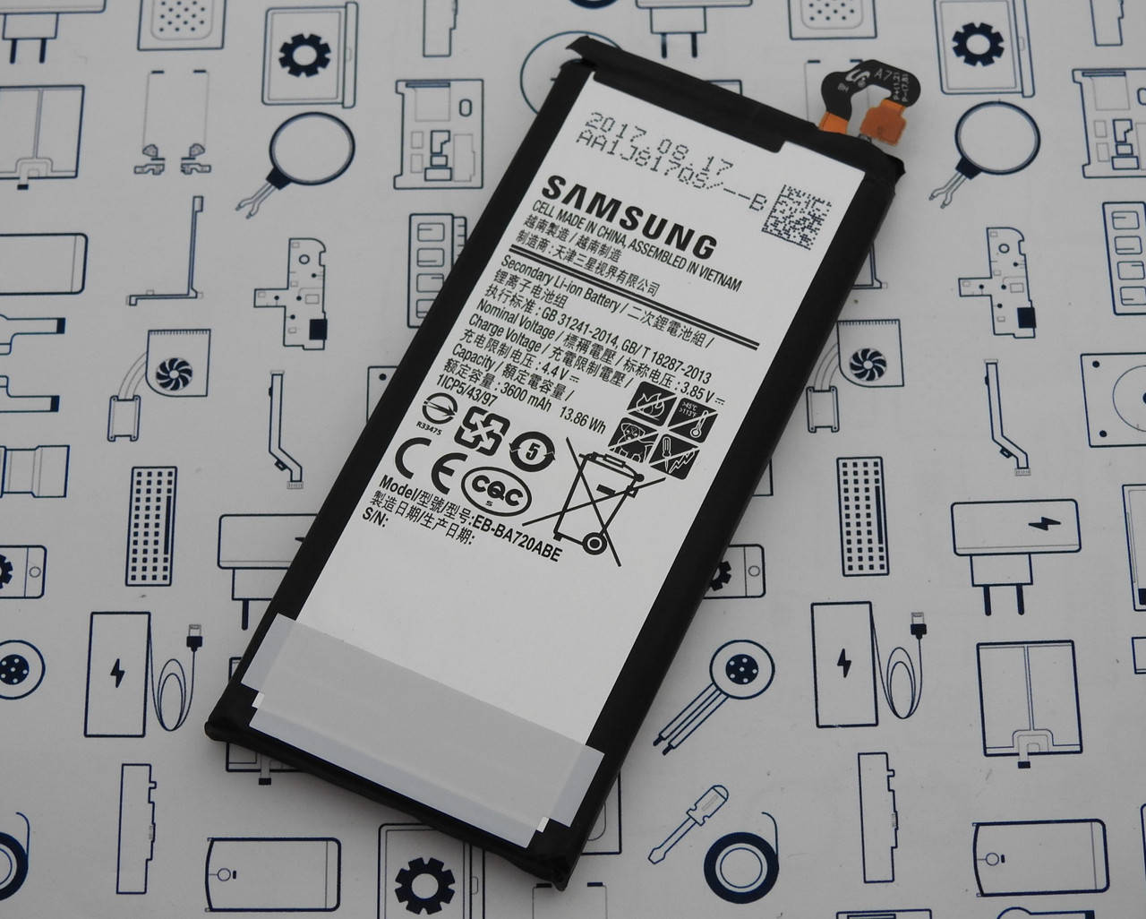 

Батарея EB-BA720ABE Samsung J730F, A720F Сервисный оригинал с разборки (до 10% износа)