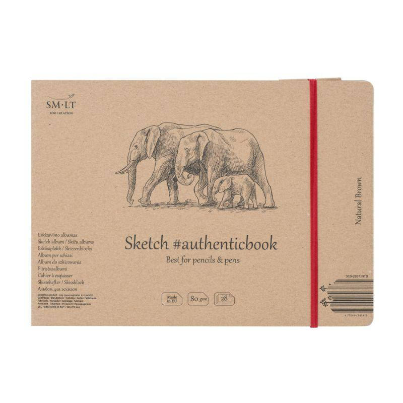 

Альбом для ескизов AUTHENTIC А5 (24,5*17,6см), 135г/м2, 28л, коричневый цвет, SMILTAINIS