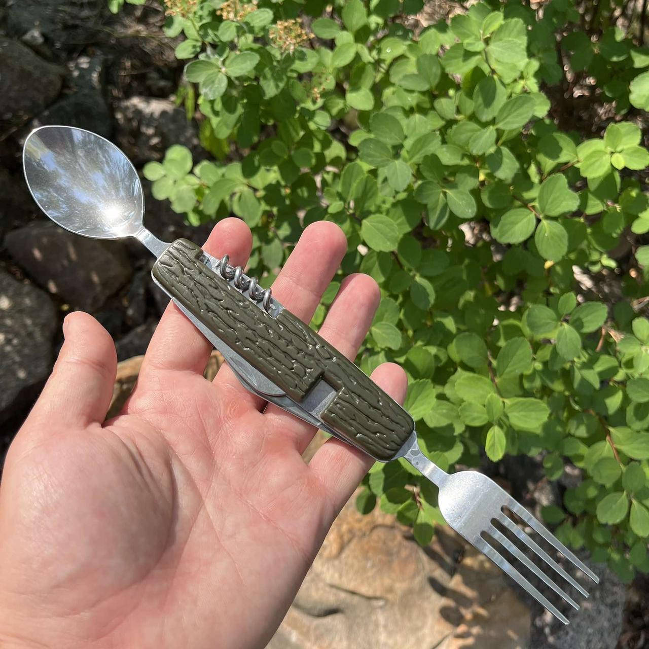 

Туристический набор 11 в 1 ложка вилка, Зелёный