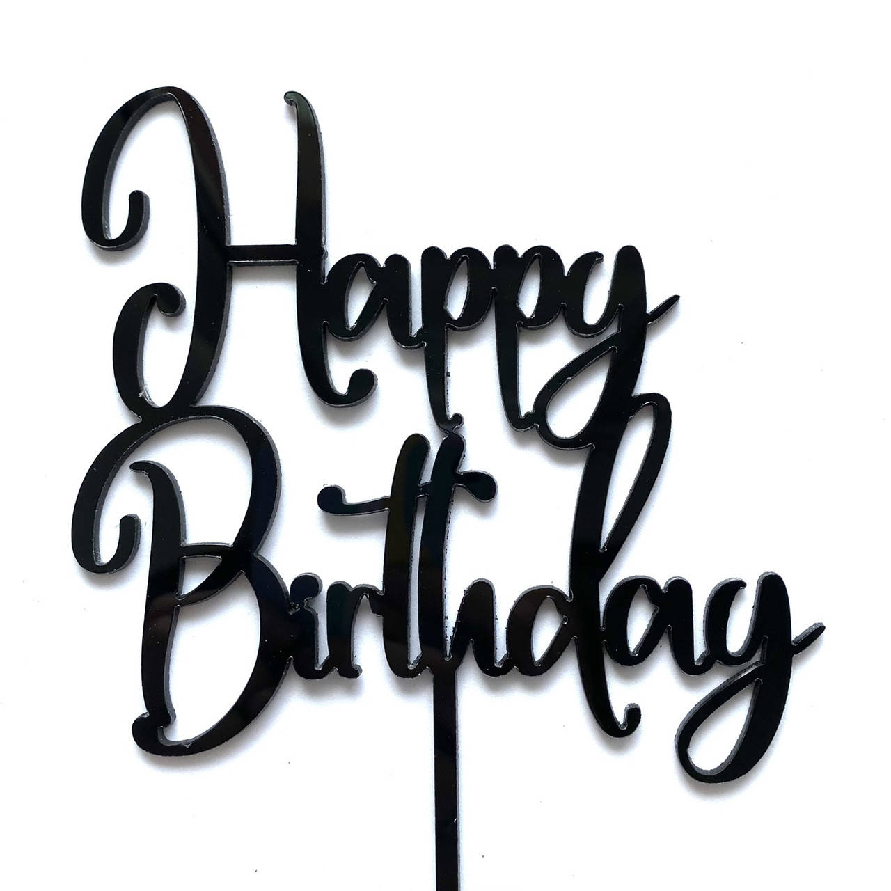 

Топер для кондитерських виробів "Happy birthday" пластик чорний