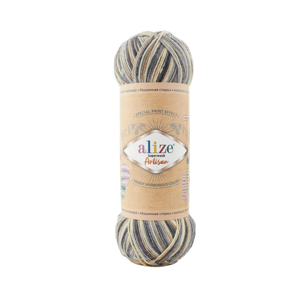 

Alize Superwash Artisan (Ализе Супервош Артизан) № 9005 (Пряжа, нитки для вязания), Секционное крашение