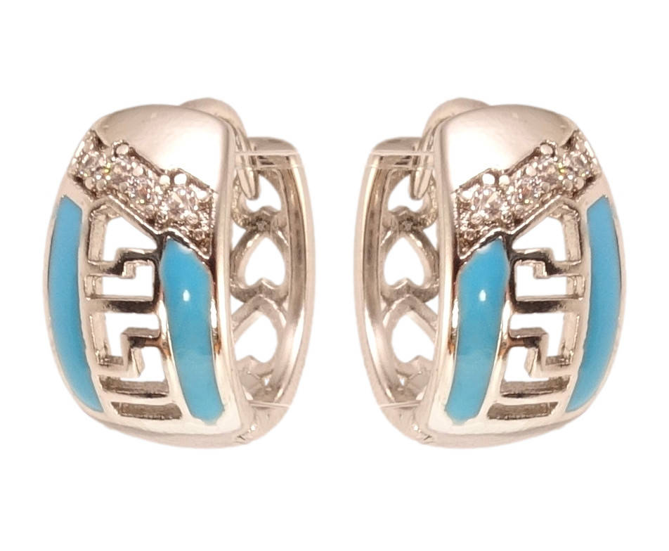 

Серьги XP Родий колечки "Декоративный орнамент с эмалью и меандровым узором"