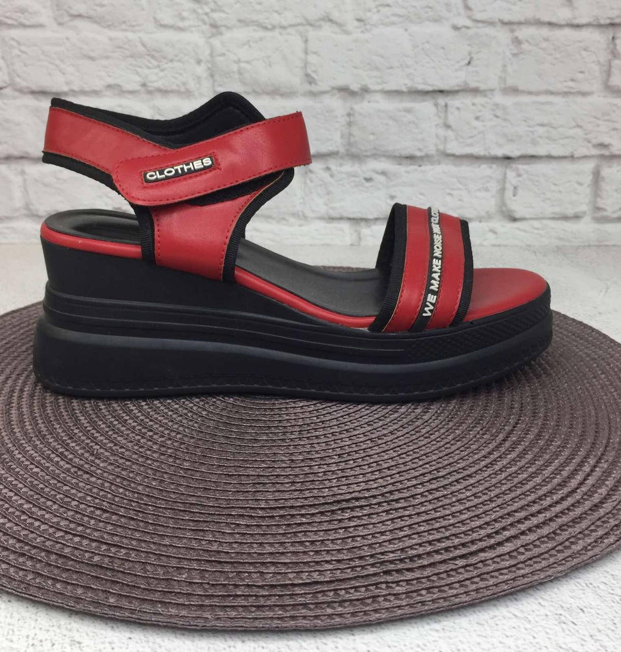 

Женские летние босоножки черные с красным на платформе ( 36-41 р.)