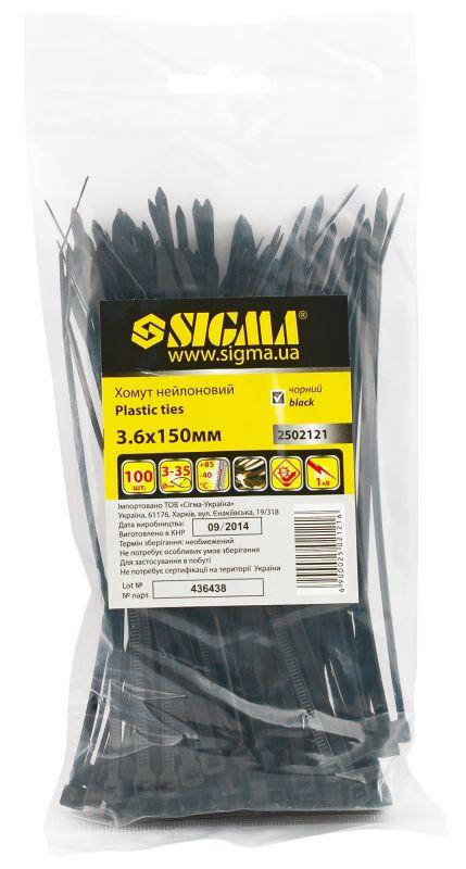 

Хомут нейлоновый 2,5 * 100 мм черный SIGMA (100 шт.)