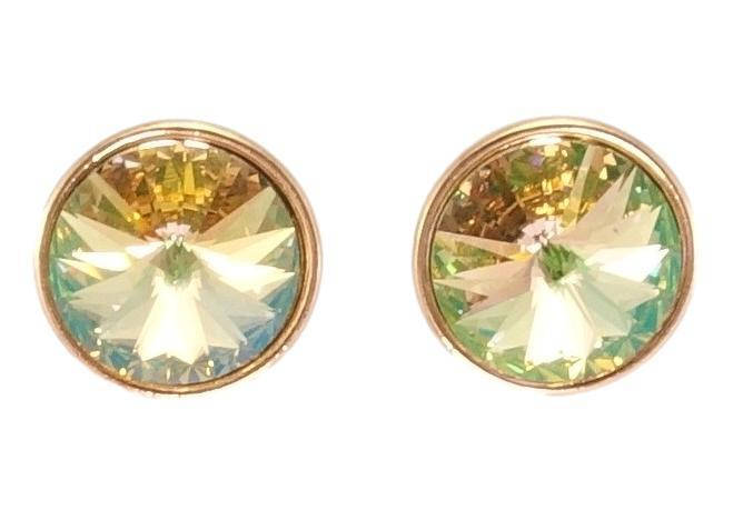 

Серьги Xuping Позолота 18 с кр-ми Swarovski гвоздики (пусеты) "Кристаллы Luminous Green в ободковой оправе" ø